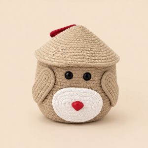Braided Basket Beige With Lid