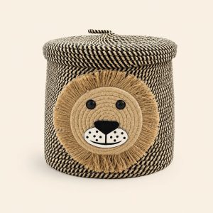 Braided Basket Nat & Black Lion