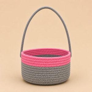 Braided Basket Pink & Grey