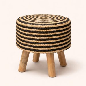 Twin Jute Natural & Black Stool