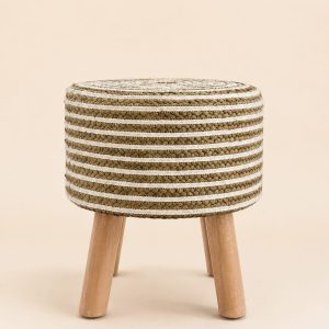 Twin Jute Green & White Stool